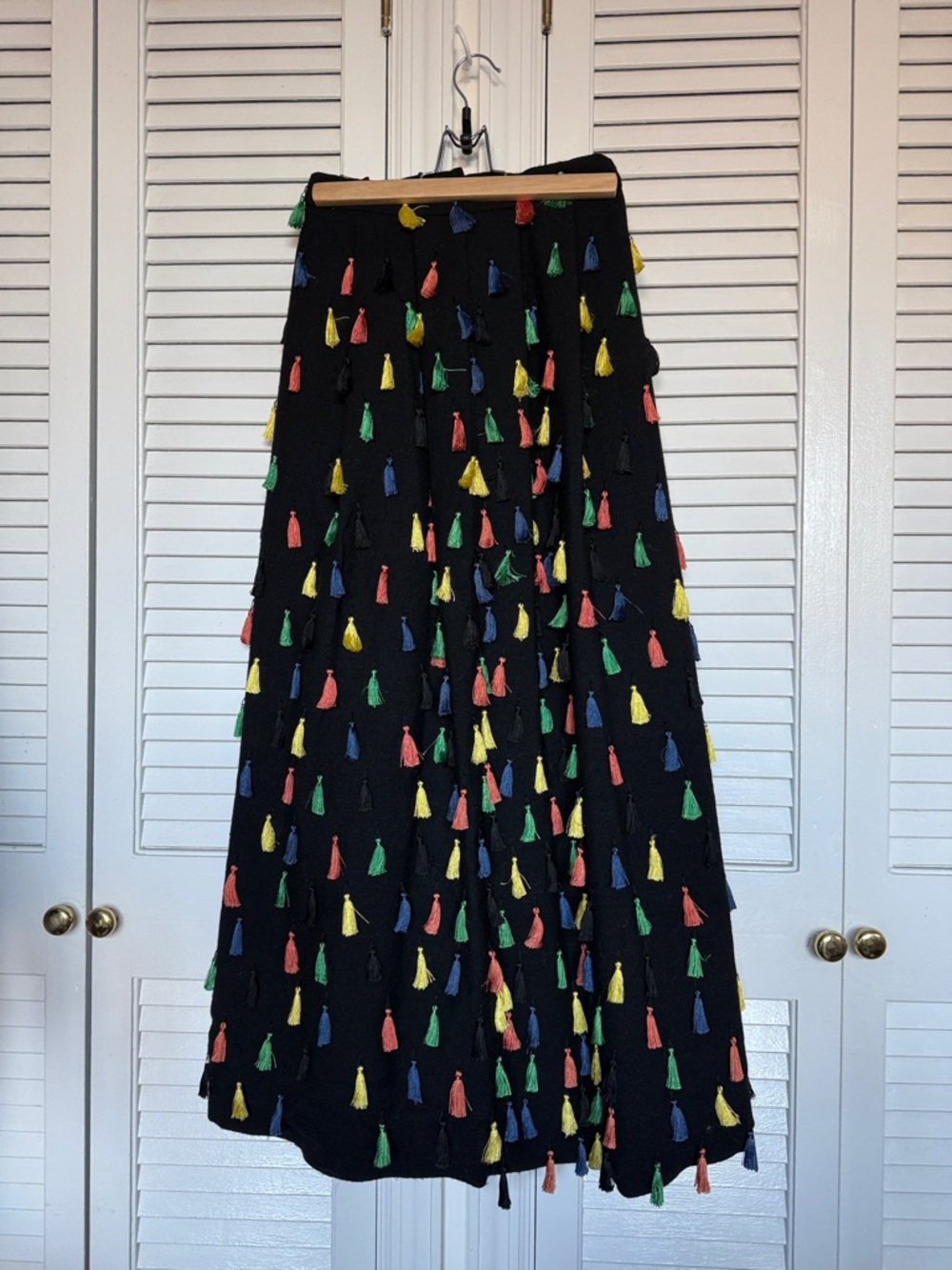 Vintage Valditevere / Lord and Taylor Wool Maxi Skirt with Multicolor Tassels